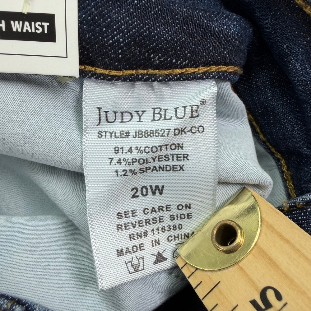 Judy Blue Jeans Womens 20W (Fits 38x27) Blue Skinny Tummy Control High Rise NWT - Picture 4 of 16